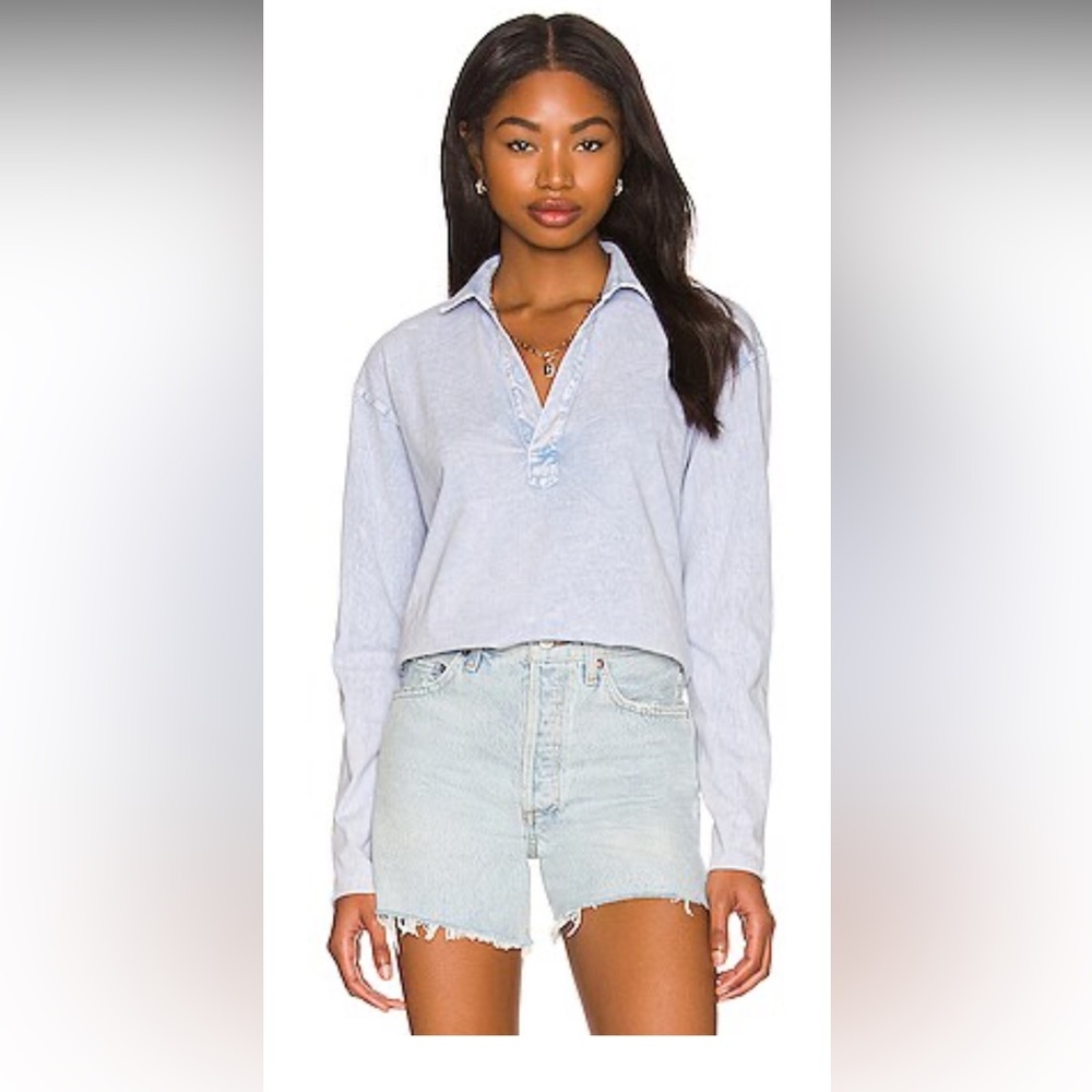 Frank & Eileen popover Henley in Mineral Blue